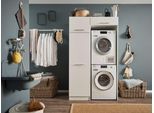 Mehrzweckschrank-Set LAUNDREEZY "LAUNDREEZY LDLK2", weiß, B:117,5cm H:200cm T:67,5cm, Holzwerkstoff, Kastenmöbel-Sets, Breite 117,5 cm, Softclose, höhenverstellbare Füße