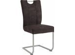 Freischwinger NIEHOFF SITZMÖBEL "Pia", braun (braun, silberfarben), B:46cm H:99cm T:56cm, Edelstahl, Stühle, Freischwinger, Gestell Edelstahl gebürstet