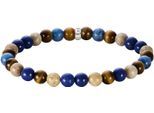 Armband THOMAS SABO "Bead Armband" Gr. 21, silber (silberfarben, braun, blau, natur, braun, blau, natur), Armbänder, Damen, 21, Silber 925 (recycelt), Armband, mit Dumortierit, Tigerauge, Lapislazuli-Imitat, Jaspis