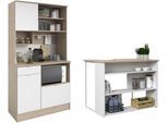 Schrank-Set PARISOT "Socool 1, Theke und Küchenbuffet, Made in Europe, viel Stauraum", weiß (023, weiß, 153, jackson eiche nachbildung), Holzwerkstoff, Kastenmöbel-Sets, TOPSELLER Theke als Tresen nutzbar, ohne E-Geräte
