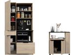 Schrank-Set PARISOT "Parisot Fumay 1", braun (eiche nachbildung, beton optik dunkel), Kastenmöbel-Sets, bietet viel Stauraum, praktischer Kabeldurchlaß, variabel stellbar