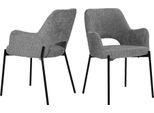 Armlehnstuhl SIT, grau (grau, schwarz, schwarz, grau), B:60,5cm H:84cm T:56cm, Metall, Polyester, Stühle, Armlehnstuhl, mit Rücken Cut-Out