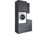 Mehrzweckschrank-Set LAUNDREEZY "Laundreezy, 4-tlg. Mehrzweckschrank-Set B/H/T 118/238/68 cm", grau (anthrazit matt), B:118cm H:238cm T:68cm, Holzwerkstoff, Kastenmöbel-Sets, Breite 118 cm, Soft-Close-Funktion, höhenverstellbare Füße