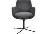 Drehstuhl K+W KOMFORT & WOHNEN "Pego", grau (grau 80), B:59cm H:84cm T:65cm, Stühle, Drehstuhl Esszimmerstuhl, filigranem 4-Fuß-Gestell in schwarz