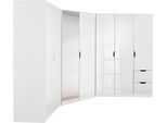 Schrank-Set RAUCH "Freiham", weiß (alpinweiß, hochglanz weiß), Kastenmöbel-Sets, 3-teilig, schlichte Front mit ausgefrästen Eingriffen MADE IN GERMANY
