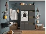 Mehrzweckschrank-Set LAUNDREEZY "LAUNDREEZY LDSK5", grau (anthrazit), B:117,5cm H:200cm T:67,5cm, Holzwerkstoff, Kastenmöbel-Sets, Breite 117,5 cm, Softclose, höhenverstellbare Füße