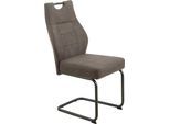 Esszimmerstuhl HELA "Linda S Schwingstuhl BESTSELLER", grau (anthrazit, grau), B:47cm H:99cm T:61cm, Metall, Polyester, Stoff, Stühle, Esszimmerstuhl, mit Taschenfederkern Sitz, mit 140KG belastbar, Freischwinger