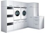 Mehrzweckschrank-Set LAUNDREEZY "Laundreezy, 9-tlg. Mehrzweckschrank-Set B/H/T 253/200/68 cm", weiß matt, B:253cm H:200cm T:68cm, Holzwerkstoff, Kastenmöbel-Sets, Breite 253 cm, Soft-Close-Funktion, höhenverstellbare Füße