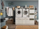 Mehrzweckschrank-Set LAUNDREEZY "LAUNDREEZY LDSK10", weiß, B:185cm H:162cm T:67,5cm, Holzwerkstoff, Kastenmöbel-Sets, Breite 185 cm, Softclose, höhenverstellbare Füße