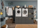 Mehrzweckschrank-Set LAUNDREEZY "LAUNDREEZY LDSK10", grau (anthrazit), B:185cm H:162cm T:67,5cm, Holzwerkstoff, Kastenmöbel-Sets, Breite 185 cm, Softclose, höhenverstellbare Füße
