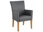 Armlehnstuhl HOME AFFAIRE "King BESTSELLER", grau (dunkelgrau, eiche natur), B:60cm H:92cm T:65cm, Polyester, Stühle, Armlehnstuhl, Esszimmerstuhl mit bequemer Polsterung, Esszimmersessel mit Armlehnen