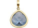 Charm-Einhänger LEONARDO "Anhänger Juvinga Clip & Mix", gold (gelbgoldfarben, blau, blau), Charms, Damen, Edelstahl, mit Glasstein