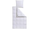 Gänsedaunenbettdecke + Kopfkissen FJÖDUR "Franzisk, Bettwaren-Set, 135x200 oder 155x220 cm, Sommer oder Winter", weiß, B/L: 155cm x 220cm Anzahl Teile 1, B/L: 80cm x 80cm Anzahl Teile 1, Bezug: Baumwolle Füllung: Gänsedaune/-feder, extrawarm, Bezug: 100% Baumwolle. Füllung: 100% Gänsedaunen. Füllung Außenkammer: 100% Gänsedaunen. Füllung Innenkammer: 100% Gänsefeder, Bettwaren-Sets, Wohlfühlkomfor