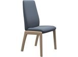 Polsterstuhl STRESSLESS "Laurel", blau (sparrow blau paloma, walnuss), B:57cm H:105cm T:60cm, Leder PALOMA: PALOMA ist ein durchgefärbtes Semianilin-Möbelleder mit natürlicher Narbung., Stühle, Polsterstuhl, High Back, Größe L, mit abgerundeten Beinen in Walnuss