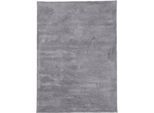 Hochflor-Teppich CARPETFINE "Silky, auch als Läufer erhältlich", grau (hellgrau), B:60cm H:20mm L:90cm, Mikropolyester, Teppiche, Shaggy, Langflor, uni, besonders weich, Handarbeit