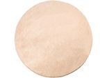 Fellteppich PACO HOME "Rabbit 780", beige (sand), H:26mm Ø:160cm, Polyester, Teppiche, Fellteppich, Kunstfell, Kaninchenfell-Haptik, echter Kuschelteppich, Uni-Farben