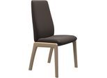Polsterstuhl STRESSLESS "Laurel", braun (braun batick, walnuss), B:57cm H:105cm T:60cm, Leder BATICK: BATICK ist ein leicht korrigiertes, durchgefärbtes und genarbtes Möbelleder, bei dem die meisten Unebenheiten und Spuren in der Regel entfernt wurden., Stühle, Polsterstuhl, High Back, Größe L, mit abgerundeten Beinen in Walnuss