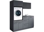 Mehrzweckschrank-Set LAUNDREEZY "Laundreezy, 6-tlg. Mehrzweckschrank-Set B/H/T 168/238/68 cm", anthrazit matt, B:168cm H:200cm T:68cm, Holzwerkstoff, Kastenmöbel-Sets, Breite 168 cm, Soft-Close-Funktion, höhenverstellbare Füße