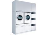 Mehrzweckschrank-Set LAUNDREEZY "Laundreezy, 6-tlg. Mehrzweckschrank-Set B/H/T 186/238/68 cm", weiß matt, B:186cm H:238cm T:68cm, Holzwerkstoff, Kastenmöbel-Sets, Breite 186 cm, Soft-Close-Funktion, höhenverstellbare Füße