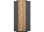 Eckkleiderschrank RAUCH "Holmes", grau (graumetallic, eiche artisan), B:85cm H:197cm T:54cm, Holzwerkstoff, Schränke, Eckkleiderschrank, im Industrial Style