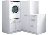 Mehrzweckschrank-Set LAUNDREEZY "Laundreezy, 3-tlg. Mehrzweckschrank-Set B/H/T 150/162/68 cm", weiß matt, B:150cm H:162cm T:68cm, Holzwerkstoff, Kastenmöbel-Sets, Breite 150 cm, Soft-Close-Funktion, höhenverstellbare Füße