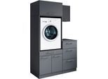 Mehrzweckschrank-Set LAUNDREEZY "Laundreezy, 4-tlg. Mehrzweckschrank-Set B/H/T 118/200/68 cm", anthrazit matt, B:118cm H:200cm T:68cm, Holzwerkstoff, Kastenmöbel-Sets, Breite 118 cm, Soft-Close-Funktion, höhenverstellbare Füße