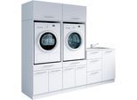 Mehrzweckschrank-Set LAUNDREEZY "Laundreezy, 6-tlg. Mehrzweckschrank-Set B/H/T 236/200/68 cm", weiß matt, B:236cm H:200cm T:68cm, Holzwerkstoff, Kastenmöbel-Sets, Breite 236 cm, Soft-Close-Funktion, höhenverstellbare Füße