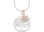 Kette und Anhänger Set AMOR "Lebensbaum/Taube", rosa (silber, 925, roségoldfarben, kristallweiß), Schmuck_Sets, Damen, Silber 925 (Sterlingsilber), mit Zirkonia (synth.)