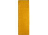 Wollteppich CARPETFINE "Gabbeh Lola Uni", gelb, B:75cm H:14mm L:240cm, Wolle, Teppiche, mit natürlichem Pflanzenmaterial von Hand gewebt, auch in Rund
