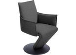 Drehstuhl K+W KOMFORT & WOHNEN "Drive", grau (schwarzgrau 88, drehteller in metall schwarz struktur), B:61cm H:94cm T:63cm, 775: Flachgewebe, 100% Polyester, Stühle, Drehstuhl Esszimmerstuhl, Sessel mit federnder Sitzschale, Drehteller in Metall schwarz Struktur