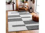 Hochflor-Teppich SANAT "Milano 1254", grau (hellgrau), B:60cm H:30mm L:110cm, Kunstfaser, Teppiche, Hochflor, Wohnzimmer, Schlafzimmer, fußbodenheizungsgeeignet