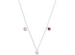 Kette mit Anhänger PRINZESSIN LILLIFEE "Schmetterling/Kleeblatt/Marienkäfer", rosa (silberfarben, rosa, pink, schwarz, rosa), Halsketten, Mädchen, Silber 925 (Sterlingsilber), L: 38, mit Emaille - mit Zirkonia (synth.)