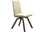 Polsterstuhl STRESSLESS "Laurel", beige (vanilla paloma, walnuss), B:49cm H:92cm T:59cm, Leder PALOMA: PALOMA ist ein durchgefärbtes Semianilin-Möbelleder mit natürlicher Narbung., Stühle, Polsterstuhl, Low Back, Größe M, mit schräggestellten Beinen in Walnuss