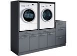 Mehrzweckschrank-Set LAUNDREEZY "Laundreezy, 3-tlg. Mehrzweckschrank-Set B/H/T 186/162/68 cm", anthrazit matt, B:186cm H:162cm T:68cm, Holzwerkstoff, Kastenmöbel-Sets, Breite 186 cm, Soft-Close-Funktion, höhenverstellbare Füße