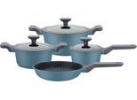 Topf-Set GSW "Blue Granit", blau (hellblau, schwarz, transparent), Töpfe, Induktion