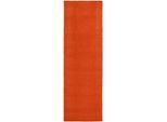 Wollteppich CARPETFINE "Gabbeh Lola Uni", orange, B:60cm H:14mm L:180cm, Wolle, Teppiche, mit natürlichem Pflanzenmaterial von Hand gewebt, auch in Rund