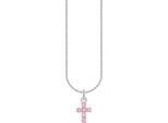 Kette mit Anhänger THOMAS SABO "Kreuz-Anhänger" Gr. 45, bunt (silberfarben, pink), Halsketten, Damen, 45, Silber 925 (recycelt), mit Zirkonia (synth.)