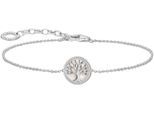 Armband THOMAS SABO "mit Tree-of-Love-Anhänger" Gr. 19, bunt (silberfarben, weiß), Armbänder, Damen, 19, Silber 925 (recycelt), Armband