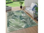 Teppich PACO HOME "Ostende 534", grün, B:150cm H:4mm L:150cm, Polypropylen, Teppiche, Teppich, Flachgewebe, Motiv Palmenblätter, In- und Outdoor geeignet, Wohnzimmer