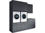 Mehrzweckschrank-Set LAUNDREEZY "Laundreezy, 8-tlg. Mehrzweckschrank-Set B/H/T 238/238/68 cm", anthrazit matt, B:236cm H:238cm T:68cm, Holzwerkstoff, Kastenmöbel-Sets, Breite 238 cm, Soft-Close-Funktion, höhenverstellbare Füße