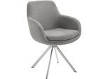 Esszimmerstuhl MUSTERRING "Tavia", grau (grau, edelstahl gebürstet, grau), B:62cm H:86cm T:66cm, Stühle, Esszimmerstuhl, Stativgestell Edelstahl, wahlweise mit Drehfunktion, diverse Farben