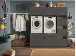 Mehrzweckschrank-Set LAUNDREEZY "LAUNDREEZY LDSK11", grau (anthrazit), B:185cm H:200cm T:67,5cm, Holzwerkstoff, Kastenmöbel-Sets, Breite 185 cm, Softclose, höhenverstellbare Füße