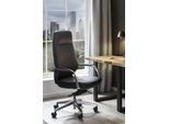 Drehstuhl SALESFEVER "mit Stil und Komfort", schwarz (schwarz, chromfarben, chromfarben, schwarz), B:63cm H:120,5cm T:66cm, Polyurethan, Stühle, Drehstuhl, Ergonomischer Bürostuhl mit pflegeleichtem Kunstlederbezug
