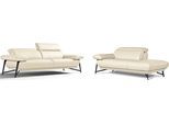 Sofa EGOITALIANO "Anais, Design mit hohem Sitzkomfort, Fußfarbe schattengrau", beige (cremeweiß), Sofas, Leder BULL, Ottomane Armlehne links, Set, Kopfteil verstellbar, Leder BULL, cremeweiß