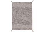 Teppich CARPETFINE "Kelim Azizi, auch als Läufer erhältlich", beige, B:240cm H:5mm L:340cm, Baumwolle, Teppiche, Teppich, handgewebt, Baumwolle, Wendeteppich mit Fransen, Fleckerl, Wohnzimmer
