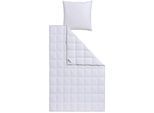 Gänsedaunenbettdecke + Kopfkissen FJÖDUR "Franzisk, Bettwaren-Set, 135x200 oder 155x220 cm, Sommer oder Winter", weiß, B/L: 155cm x 220cm Anzahl Teile 1, B/L: 80cm x 80cm Anzahl Teile 1, Bezug: Baumwolle Füllung: Gänsedaune/-feder, leicht, Bezug: 100% Baumwolle. Füllung: 100% Gänsedaunen. Füllung Außenkammer: 100% Gänsedaunen. Füllung Innenkammer: 100% Gänsefeder, Bettwaren-Sets, Wohlfühlkomfort d