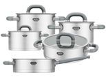 Topf-Set MULEX "LUGANO", grau (edelstahlfarben), Töpfe, inkl. Stielpfanne 24 cm + Servierpfanne 24 cm mit Deckel, Induktion