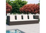 vidaXL Garten-Sofabett mit Kissen Poly Rattan Braun