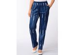 Jerseyhose CLASSIC BASICS, Damen, Gr. 24, Kurzgrößen, blau (marine, gewellt), 100% Polyester, gemustert, lang, Hosen Jerseyhose