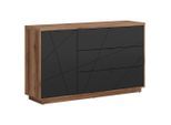Sideboard, Schwarz, Eiche, Kunststoff, 1 Fächer, 3 Schublade(n) Schubladen, 156x93x42.5 cm, Wohnzimmer, Kommoden & Sideboards, Sideboards